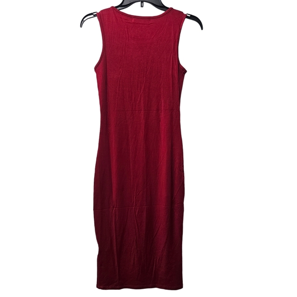 NWT Classic Slim Fit Sleeveless Bodycon Red Midi Dress Small - Picture 4 of 4